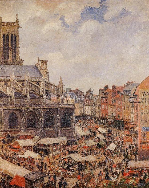 The Market by the Church of Saint-Jacques, Dieppe - 卡米耶·毕沙罗
